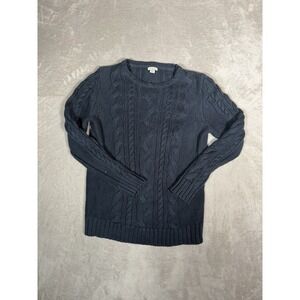 L.L. Bean Signature Fisherman Knit Sweater Heavyweight Cotton Navy Blue Men's L